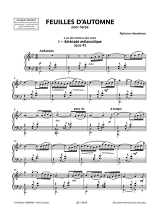 Feuilles d'automne - Alphonse Hasselmans - Partition - Harpe